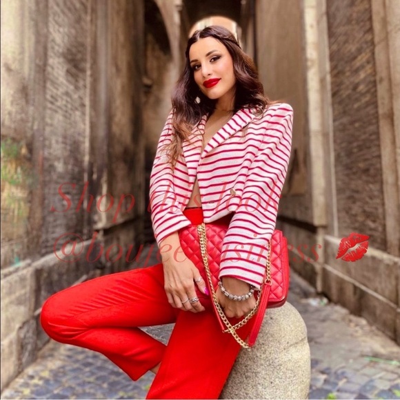 ZARA Cropped Striped Blazer - Picture 2 of 6